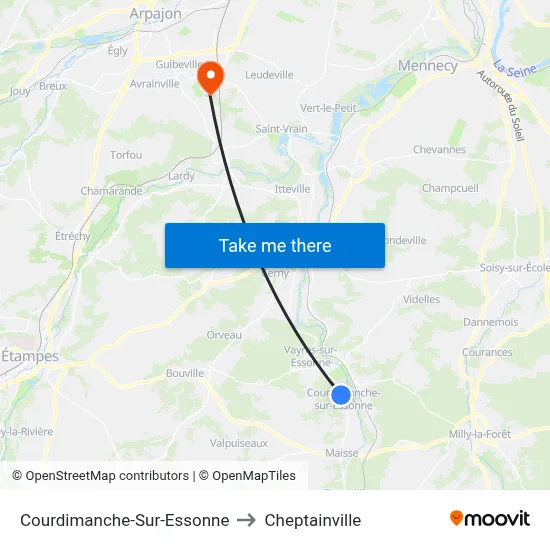 Courdimanche-Sur-Essonne to Cheptainville map