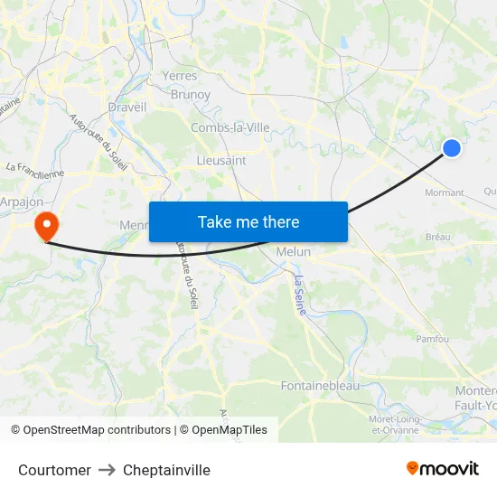 Courtomer to Cheptainville map