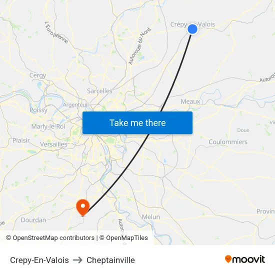 Crepy-En-Valois to Cheptainville map