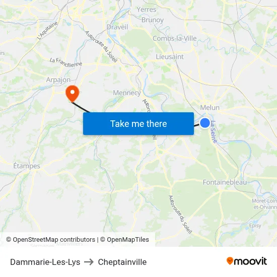 Dammarie-Les-Lys to Cheptainville map