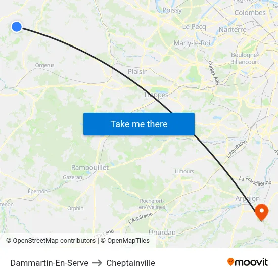 Dammartin-En-Serve to Cheptainville map