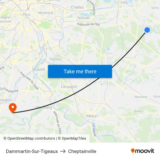 Dammartin-Sur-Tigeaux to Cheptainville map