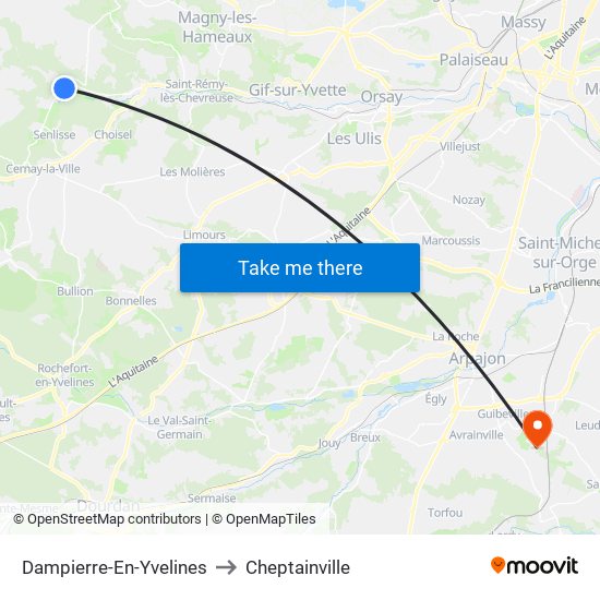 Dampierre-En-Yvelines to Cheptainville map
