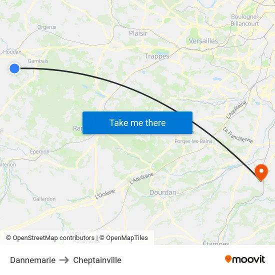 Dannemarie to Cheptainville map