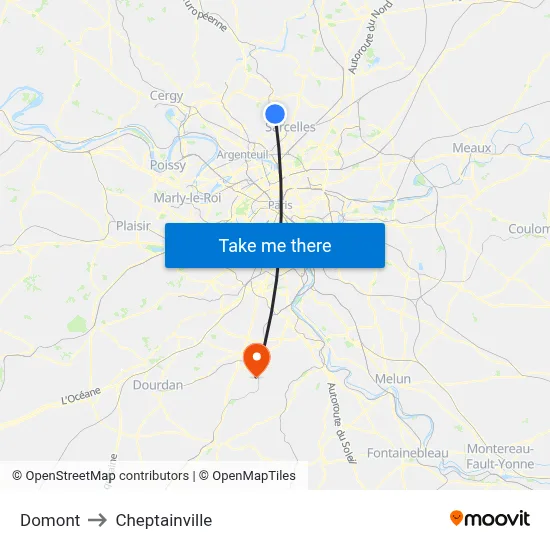 Domont to Cheptainville map