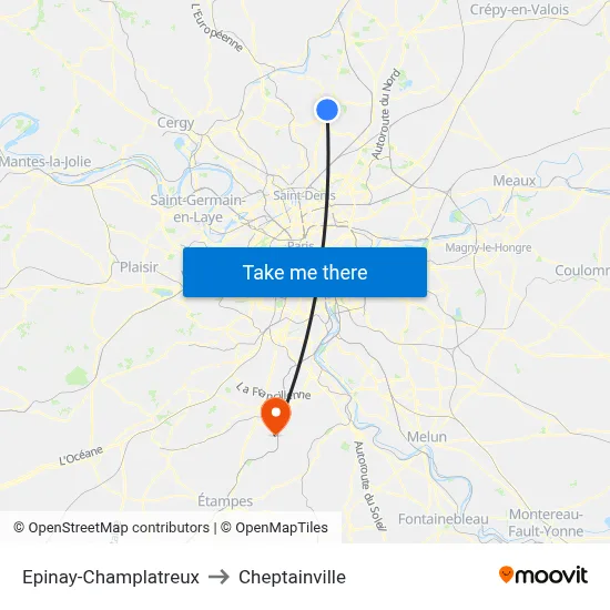 Epinay-Champlatreux to Cheptainville map