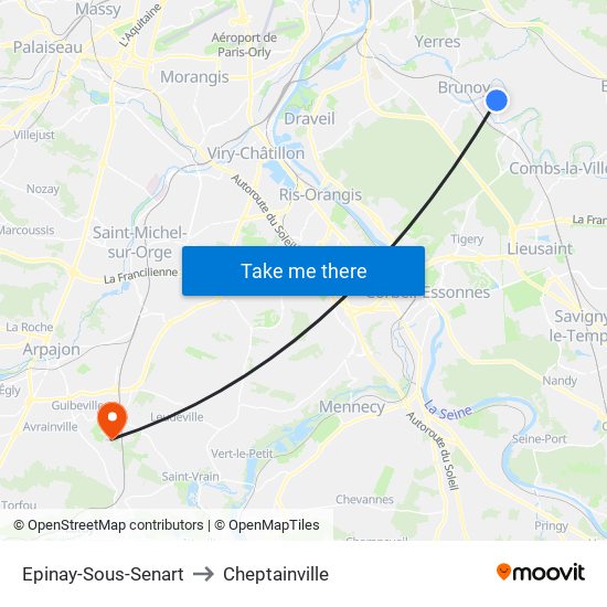 Epinay-Sous-Senart to Cheptainville map