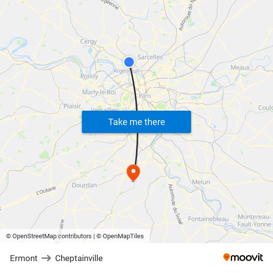 Ermont to Cheptainville map