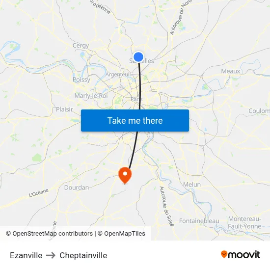 Ezanville to Cheptainville map