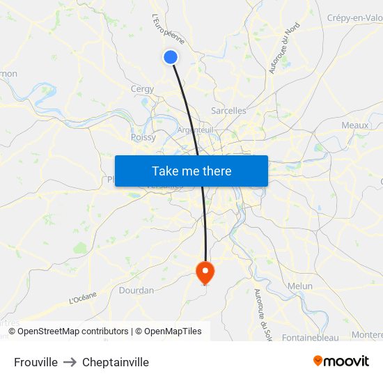 Frouville to Cheptainville map