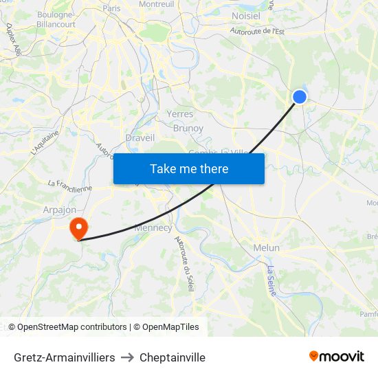 Gretz-Armainvilliers to Cheptainville map