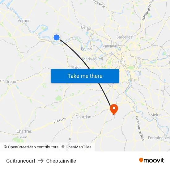 Guitrancourt to Cheptainville map