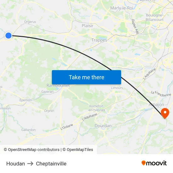 Houdan to Cheptainville map