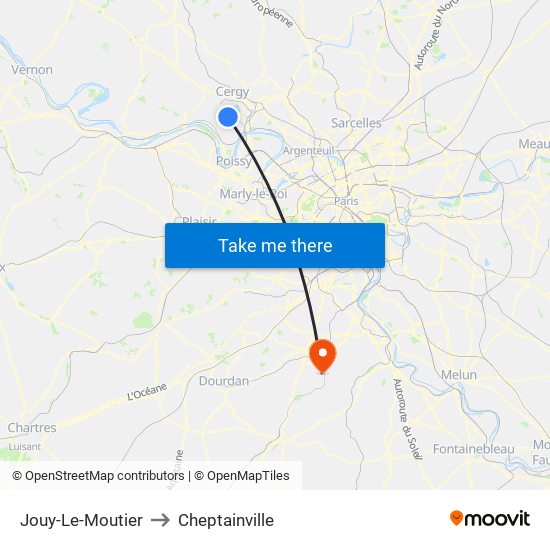 Jouy-Le-Moutier to Cheptainville map