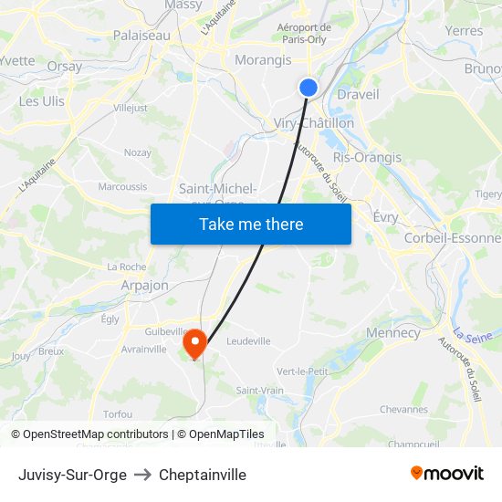 Juvisy-Sur-Orge to Cheptainville map