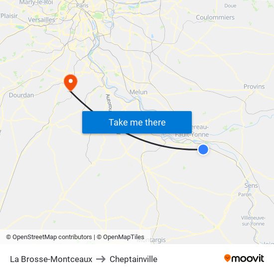 La Brosse-Montceaux to Cheptainville map