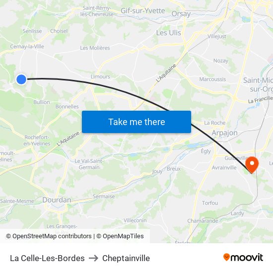 La Celle-Les-Bordes to Cheptainville map