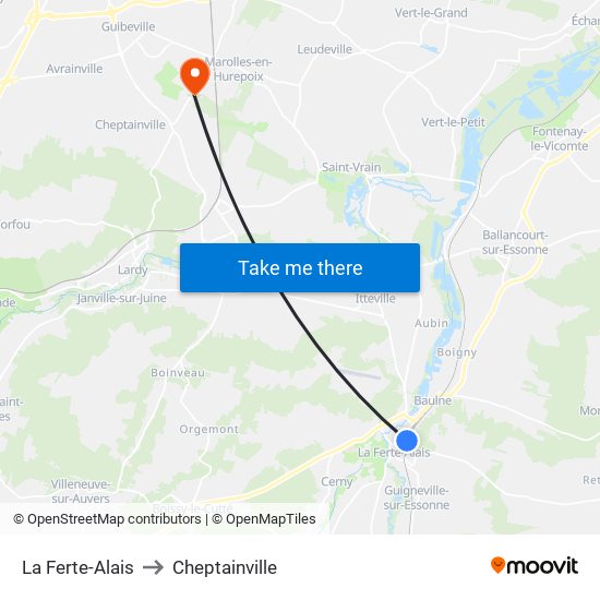 La Ferte-Alais to Cheptainville map