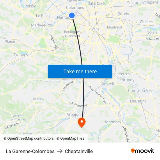 La Garenne-Colombes to Cheptainville map