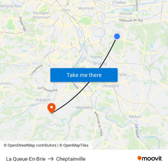 La Queue-En-Brie to Cheptainville map