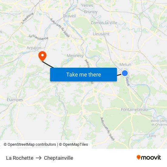 La Rochette to Cheptainville map