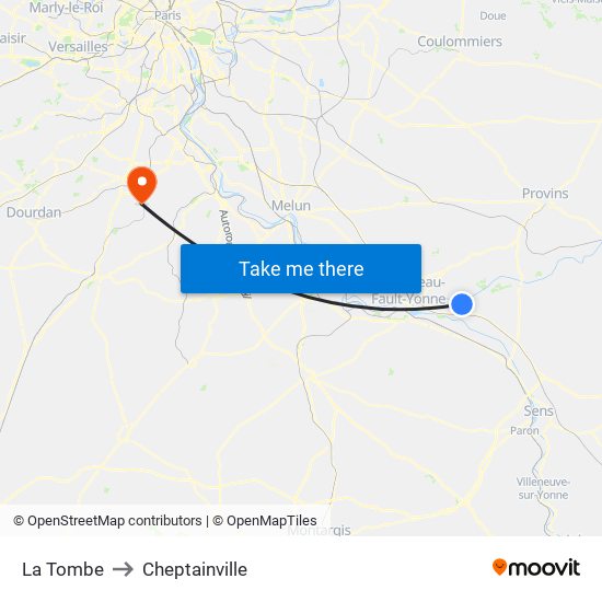 La Tombe to Cheptainville map