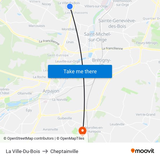 La Ville-Du-Bois to Cheptainville map