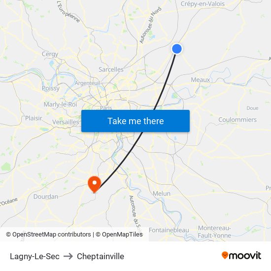 Lagny-Le-Sec to Cheptainville map
