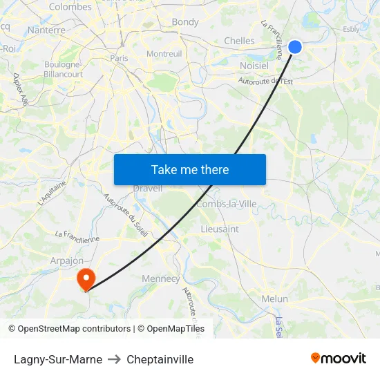 Lagny-Sur-Marne to Cheptainville map