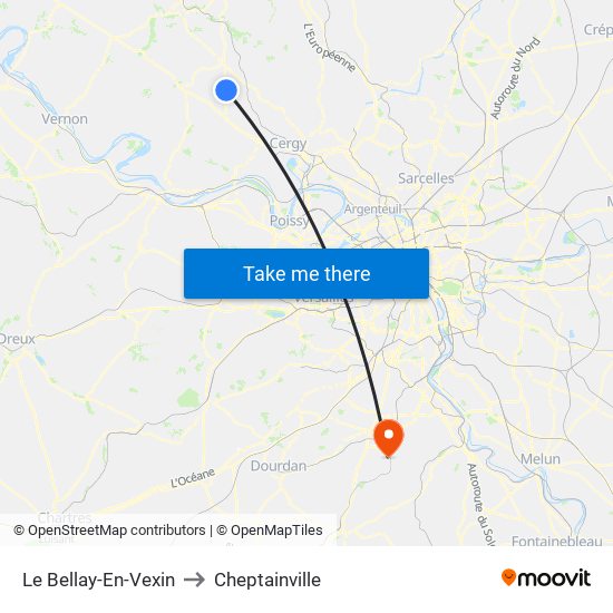 Le Bellay-En-Vexin to Cheptainville map