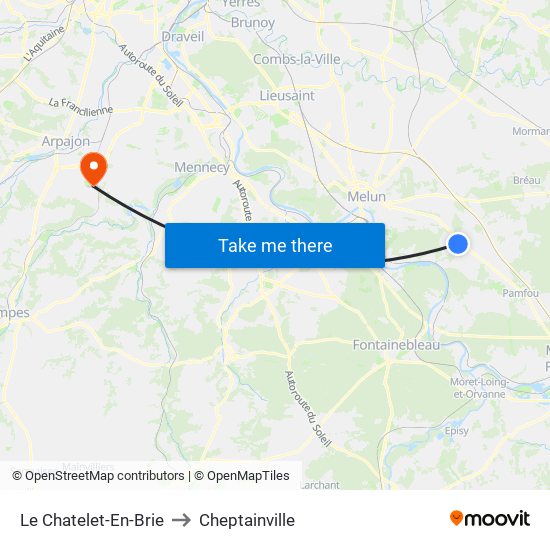 Le Chatelet-En-Brie to Cheptainville map