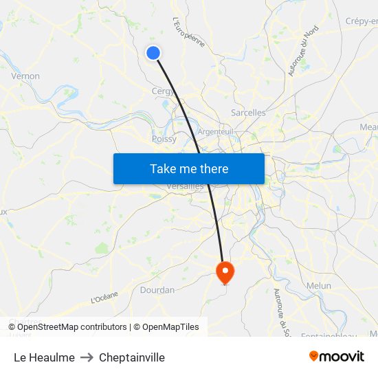 Le Heaulme to Cheptainville map