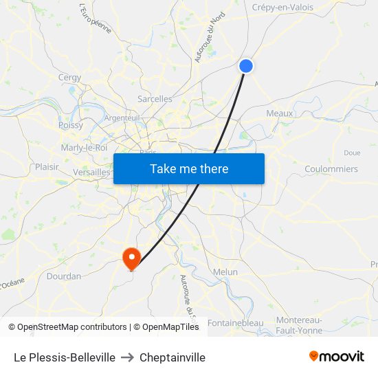 Le Plessis-Belleville to Cheptainville map