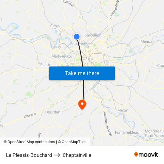 Le Plessis-Bouchard to Cheptainville map