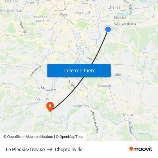 Le Plessis-Trevise to Cheptainville map