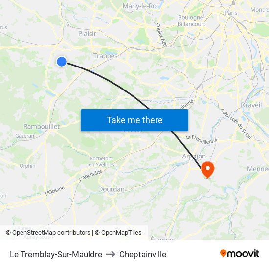 Le Tremblay-Sur-Mauldre to Cheptainville map
