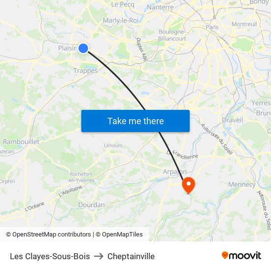 Les Clayes-Sous-Bois to Cheptainville map