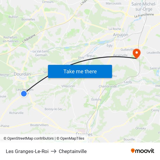 Les Granges-Le-Roi to Cheptainville map