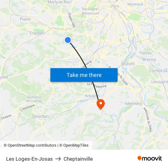 Les Loges-En-Josas to Cheptainville map