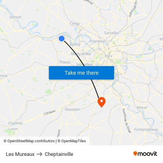 Les Mureaux to Cheptainville map