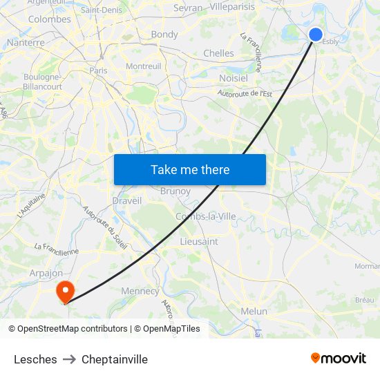 Lesches to Cheptainville map