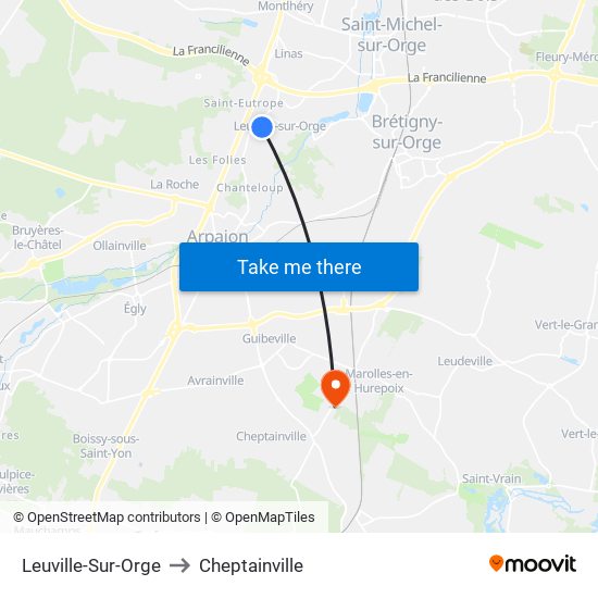 Leuville-Sur-Orge to Cheptainville map