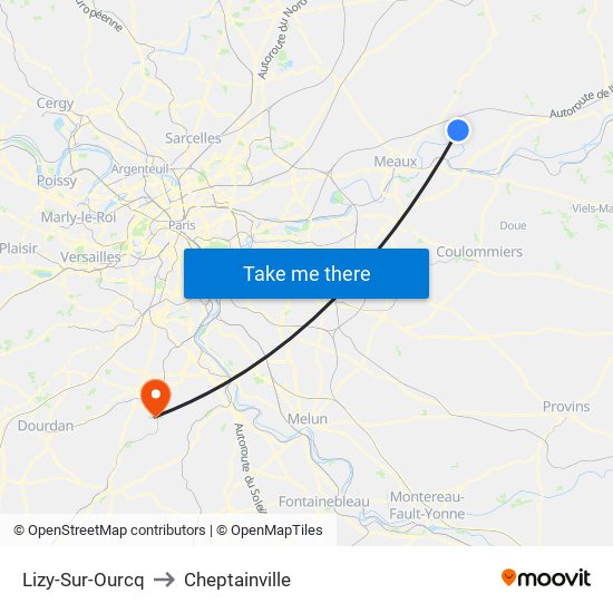 Lizy-Sur-Ourcq to Cheptainville map