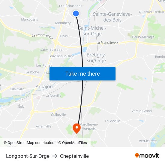 Longpont-Sur-Orge to Cheptainville map