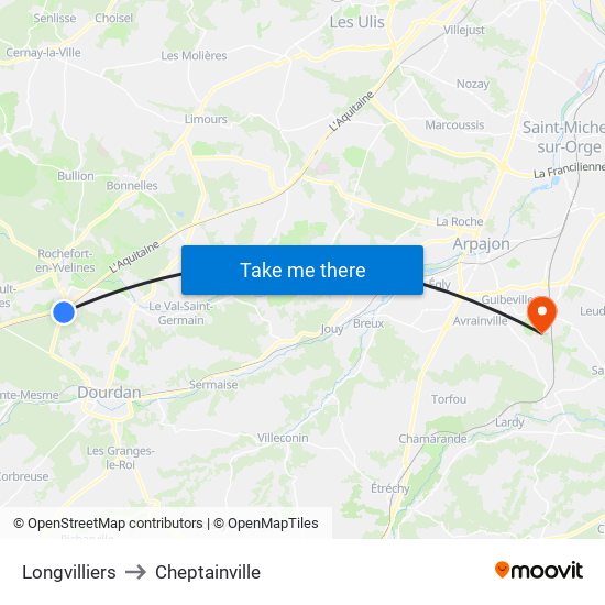 Longvilliers to Cheptainville map