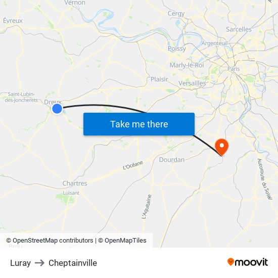 Luray to Cheptainville map