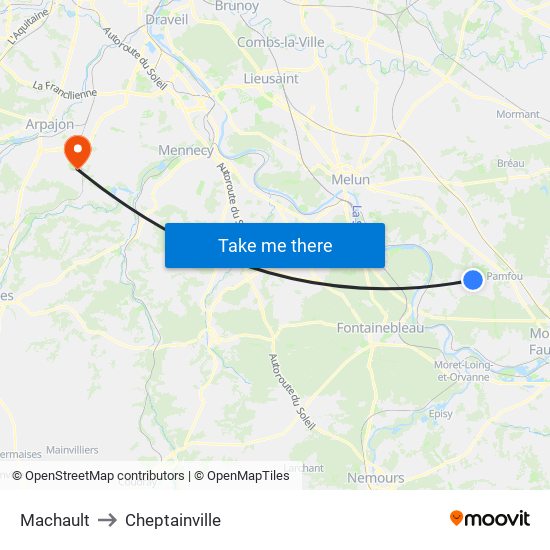 Machault to Cheptainville map