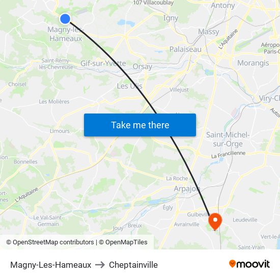 Magny-Les-Hameaux to Cheptainville map