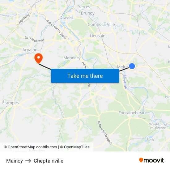 Maincy to Cheptainville map