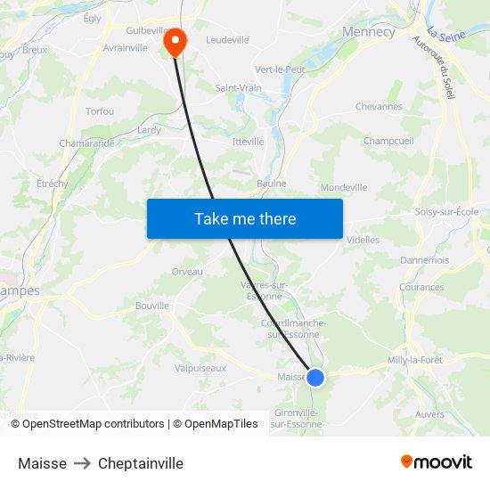 Maisse to Cheptainville map